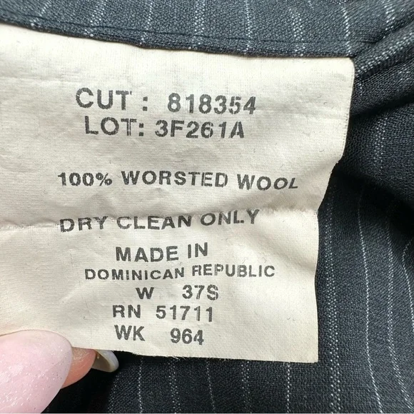 Andrew Fezza Worsted Wool Tonal Charcoal Gray Pinstripe Two-Piece Suit Mens 43S - Picture 12 of 15